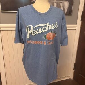 Peaches Records & Tapes Local Vyntage Blue Graphic Tshirt Retro Music Size XL